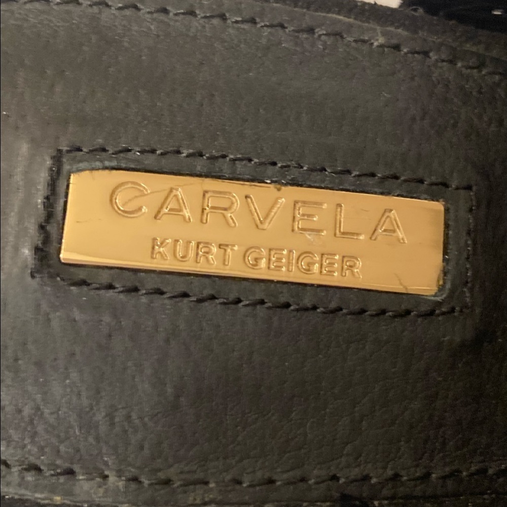 Carvela Kurt Geiger ‘Gander’ Mid Heel  Gold Studded Black Suede Mule Heels 37 - Picture 14 of 16